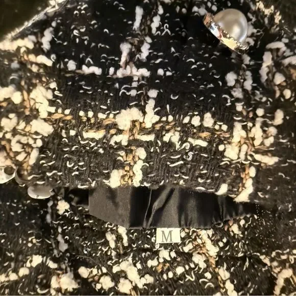 Chic Black and White Tweed Skirt Academia Old Money - Picture 3 of 4